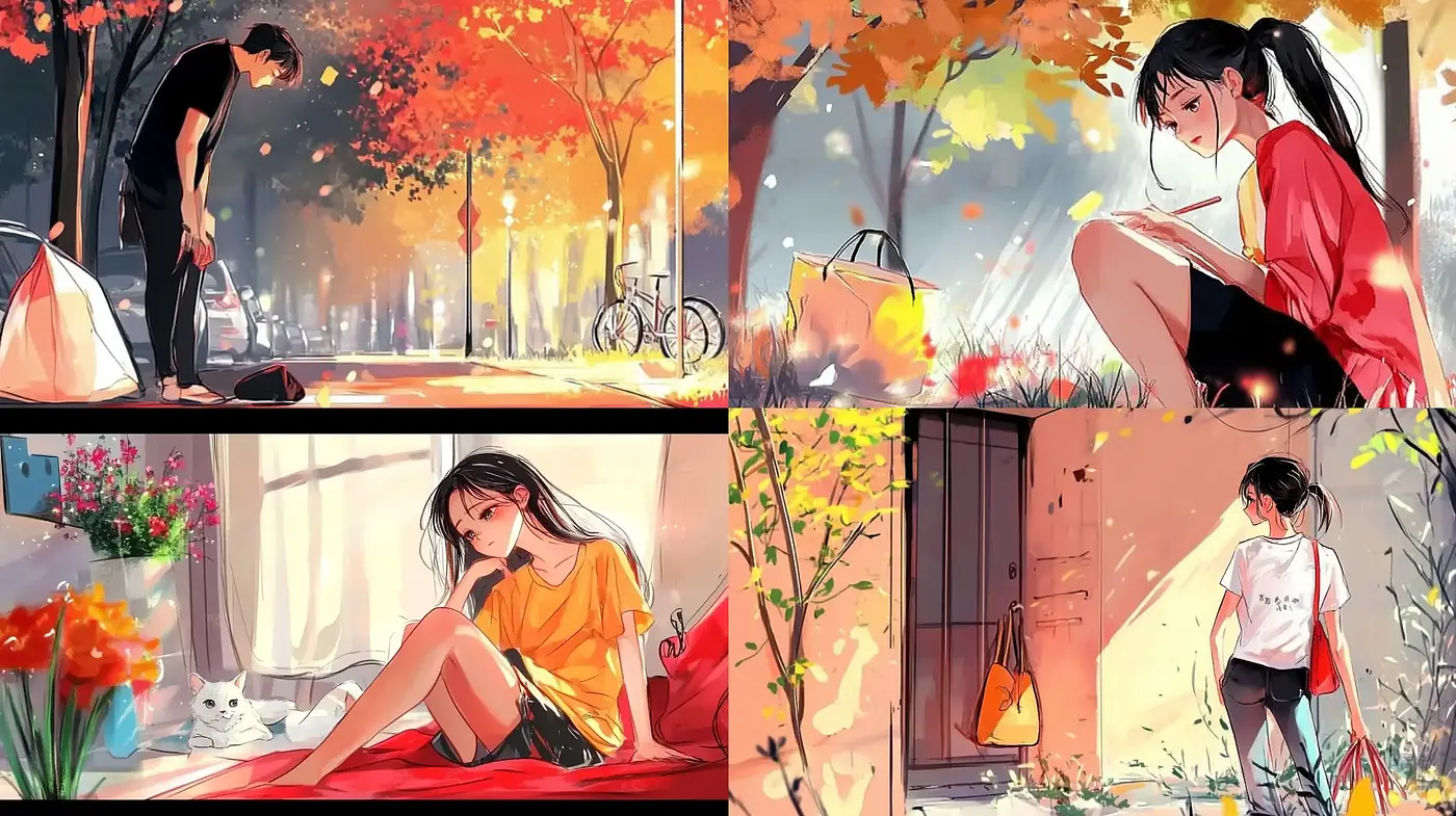 Autumnal Serenity in Modern Anime-Inspired Illustrations - Midjourney sref style