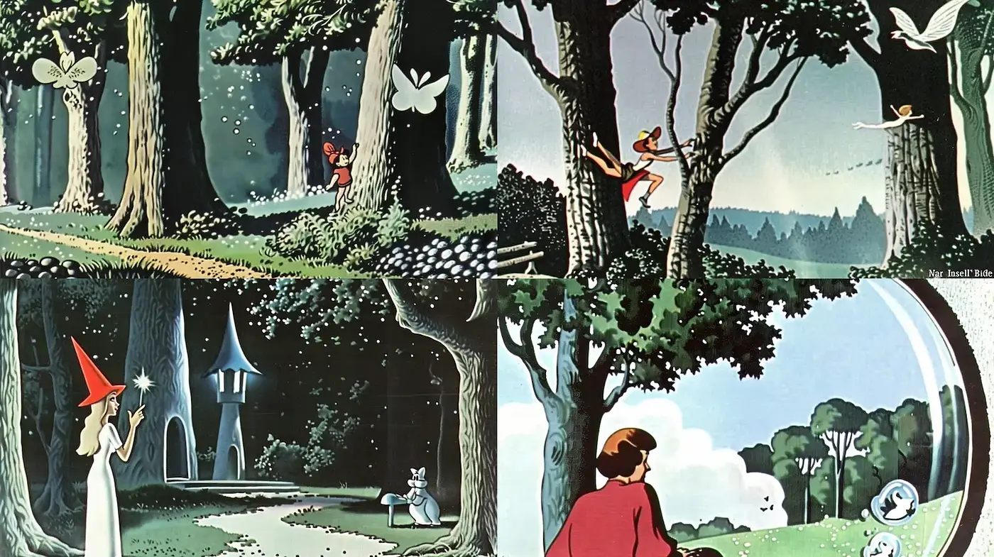 Whimsical and Enchanting Illustration Style Evoking Classic Fantasy - Midjourney sref style