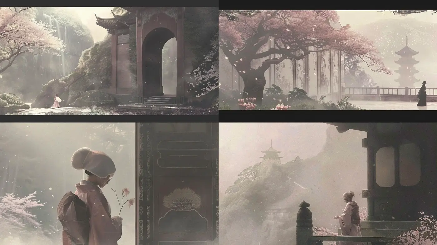 Ethereal Oriental Dreamscape with a Hint of Nostalgia - Midjourney sref style