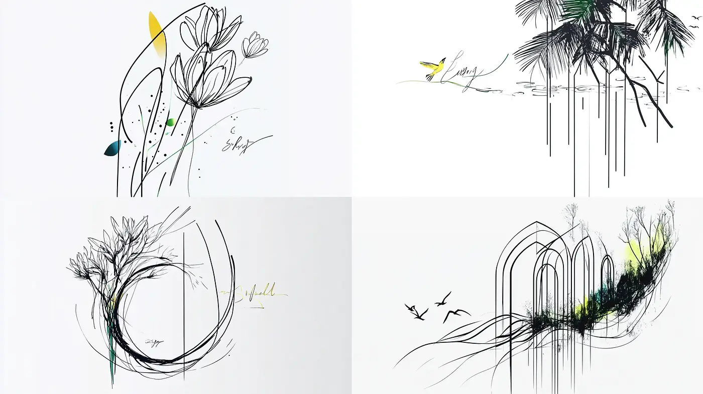 Ethereal Ink Sketches with Splashes of Color - Midjourney sref style