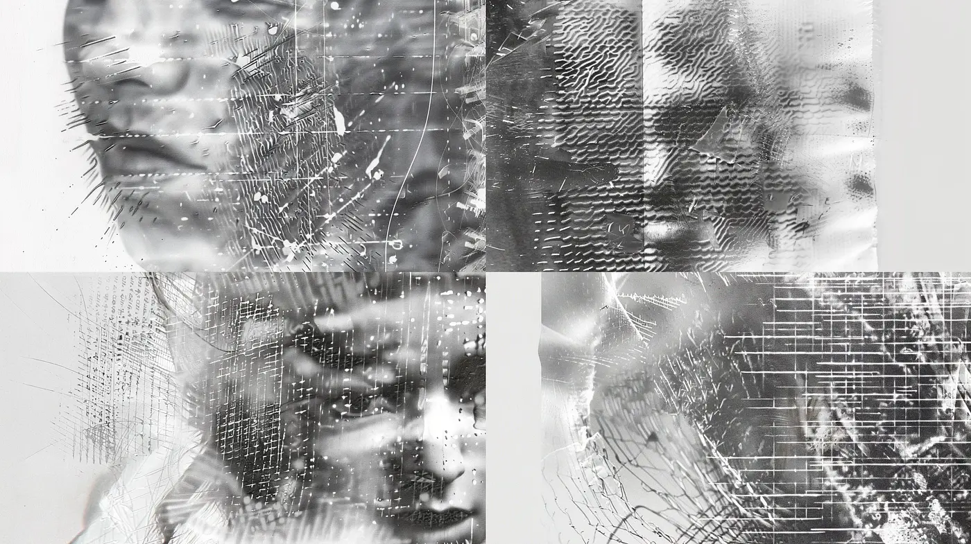 Monochromatic Tapestry of Fragmented Realities - Midjourney sref style