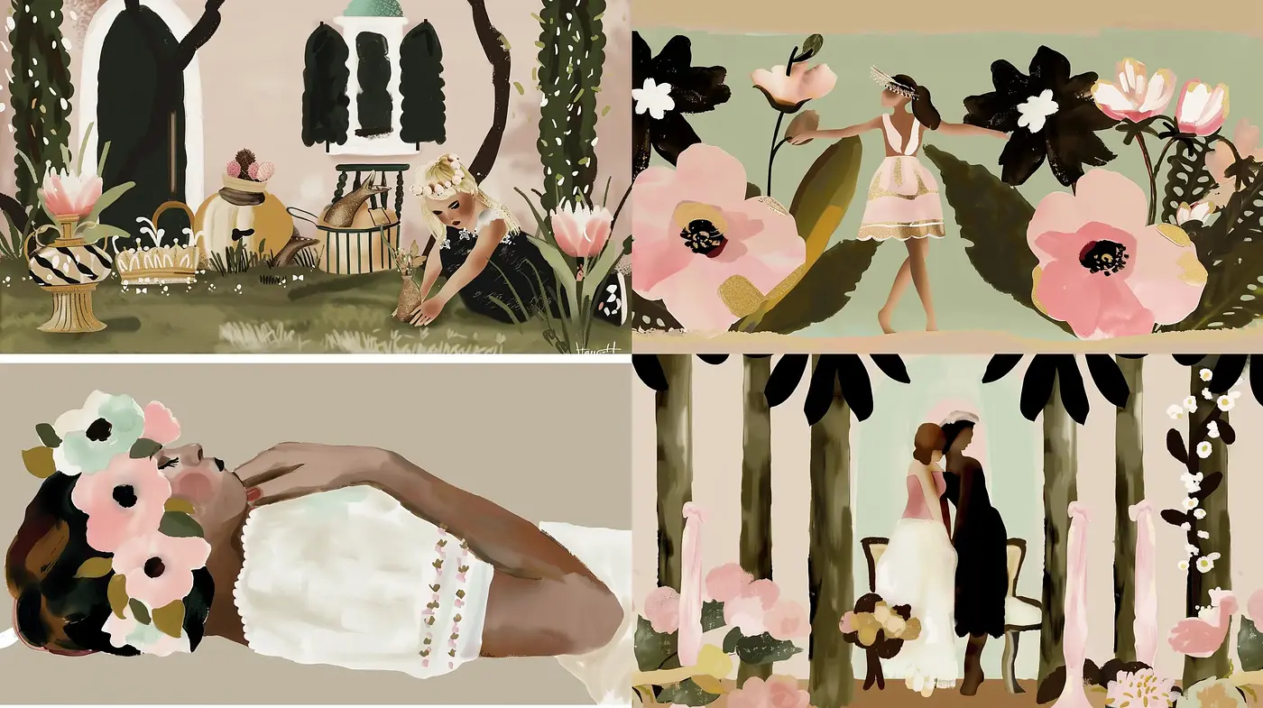 Pastel Serenity: An Homage to Tranquil Moments and Floral Grace - Midjourney sref style