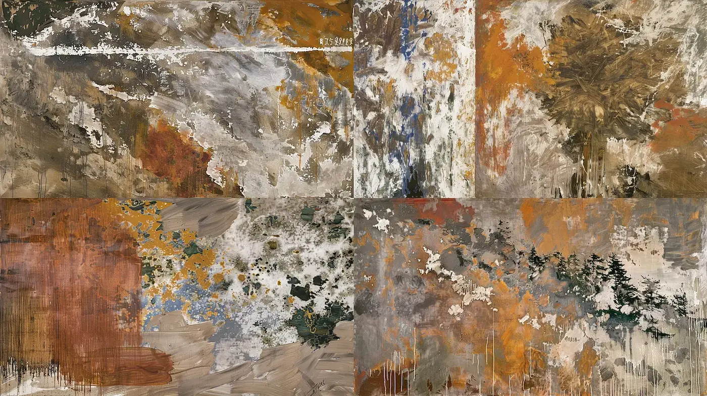 Dynamic Abstract Landscapes with Earthy Textures - Midjourney sref style