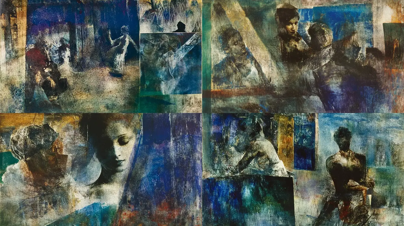 Ethereal Echoes of a Dreamlike Past: A Fusion of Abstract Expressionism and Mystery - Midjourney sref style