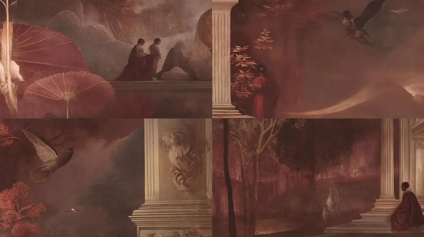 Ethereal Classicism: A Romantic Meld of Mythology and Nature - Midjourney sref style