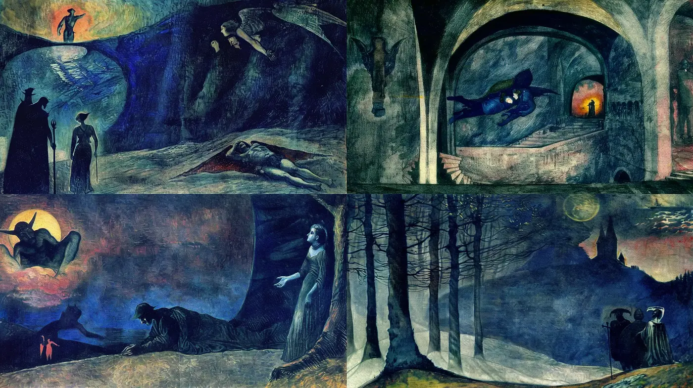 Ethereal Nocturne: A Homage to Symbolist Dreamscapes - Midjourney sref style