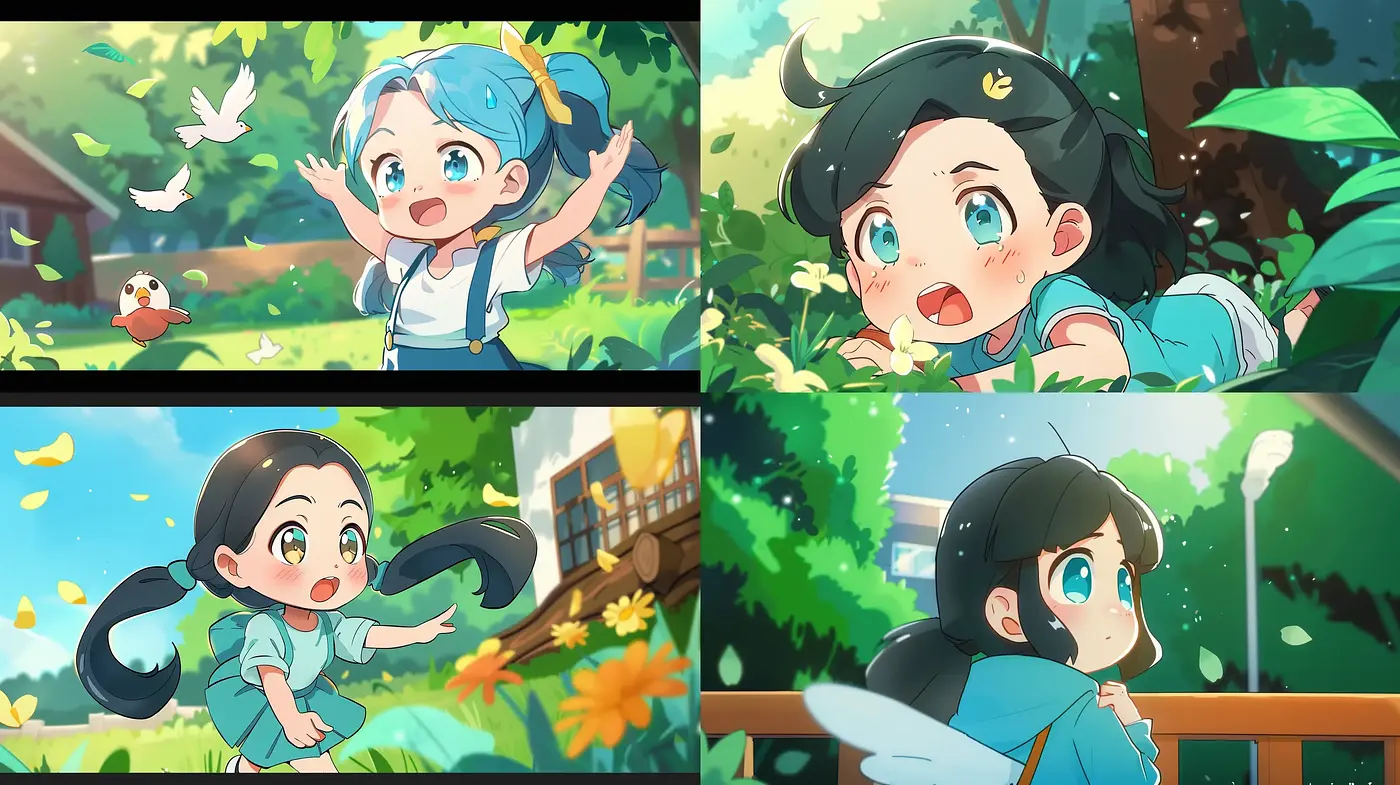 Lively Anime-inspired Expressions within Pastoral Color Harmonies - Midjourney sref style