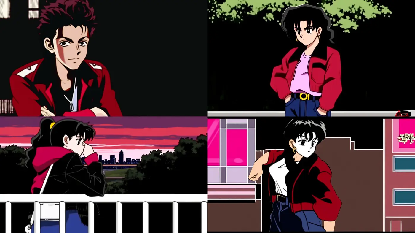 Vintage Anime Essence with Consistent Chromatic Harmony - Midjourney sref style
