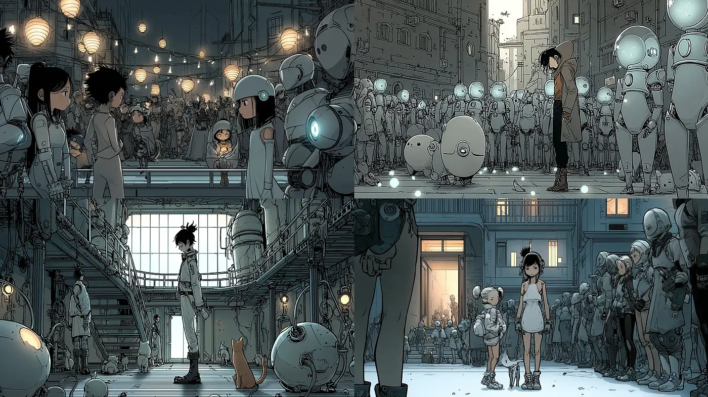 Futuristic Urban Scenes with a Touch of Whimsy and Humanity - Midjourney sref style