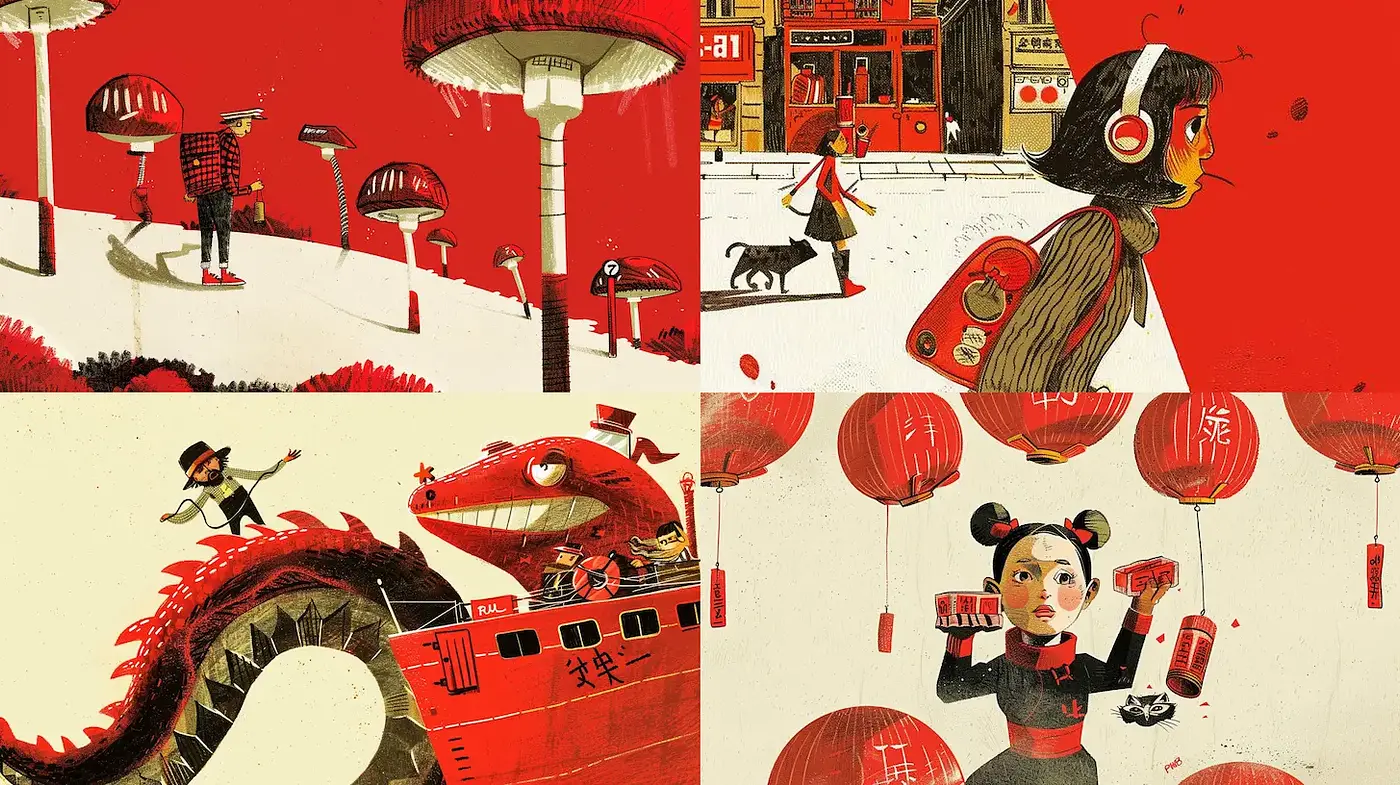 Vibrant and Playful Urban Fantasy with a Retro Touch - Midjourney sref style