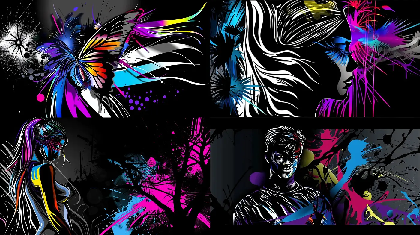Neon Contrast with Vibrant Expressionism - Midjourney sref style