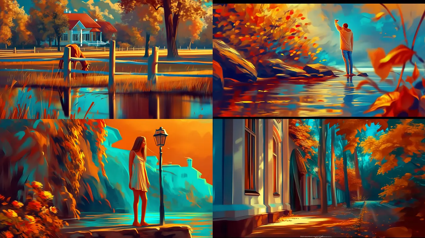 Saturated Autumn Dreamscape: A Vivid Expression of Seasonal Transformation and Nostalgia - Midjourney sref style