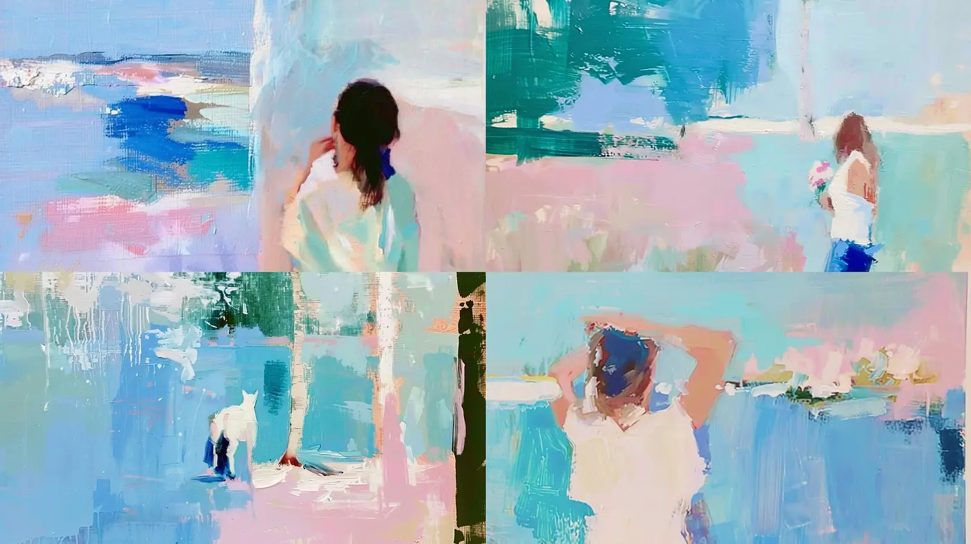 Ethereal Brushstrokes and Pastel Dreamscape: A Harmonious Blend of Serenity and Artistic Whimsy - Midjourney sref style