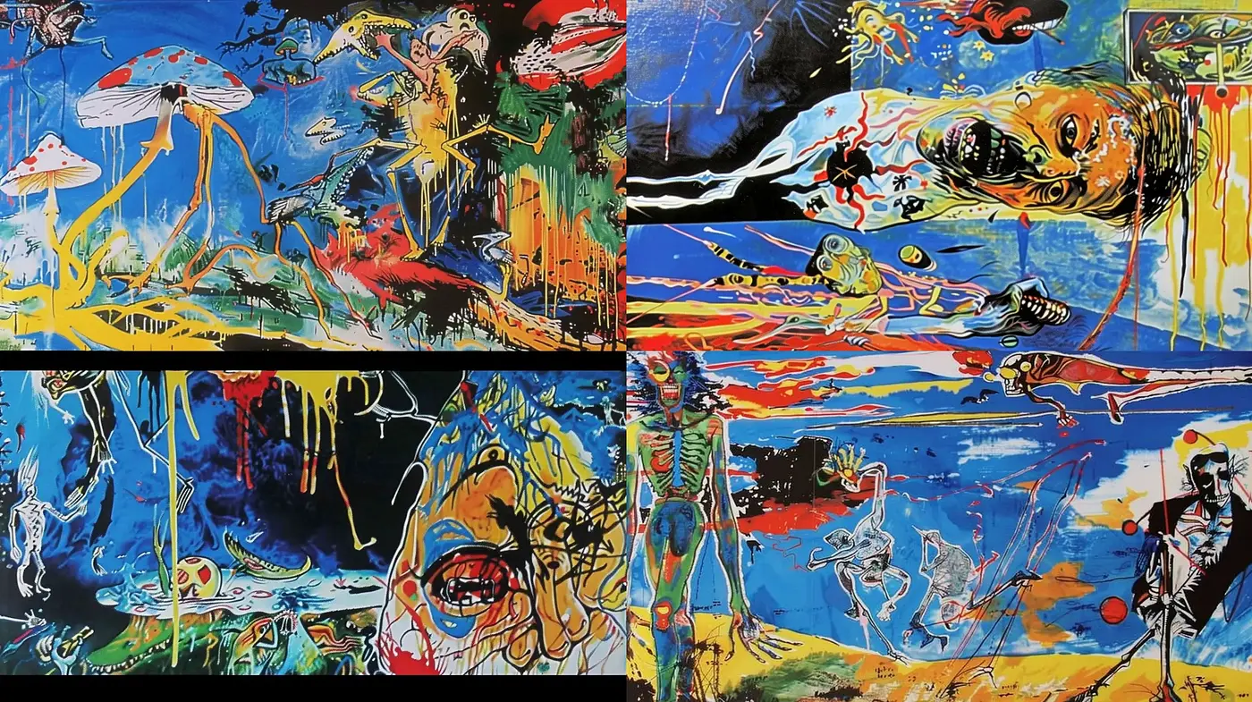Abstract Expressionist Chaos with Graffitilike Overtones - Midjourney sref style