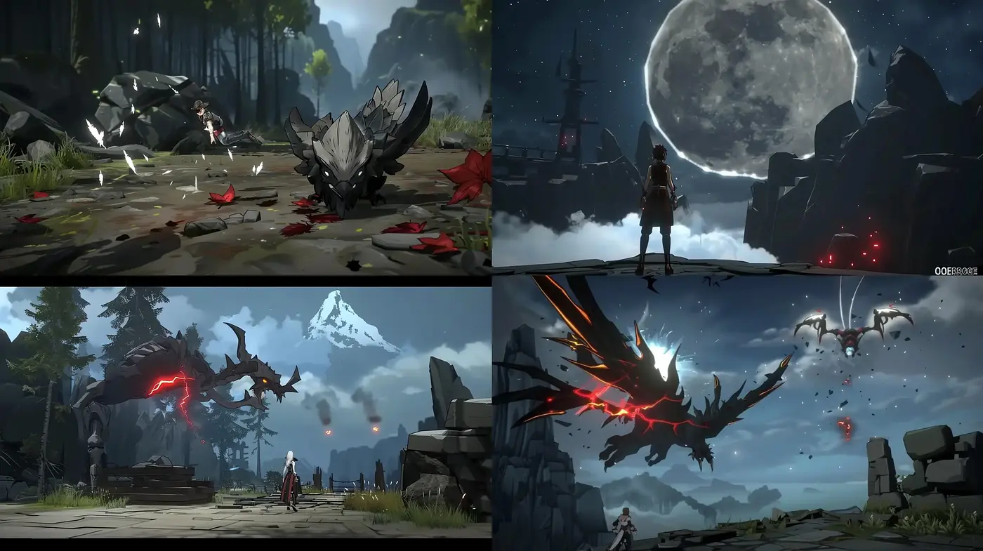 Epic Fantasy Scenes with a Cinematic Anime Essence - Midjourney sref style