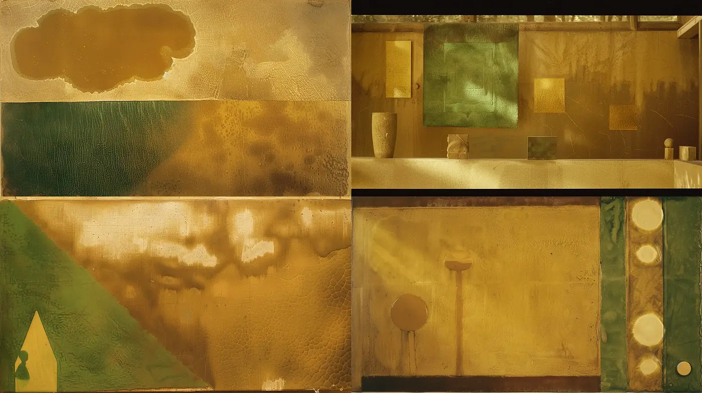 Harmonious Sepia Narratives: A Fusion of Abstract and Geometric Forms - Midjourney sref style