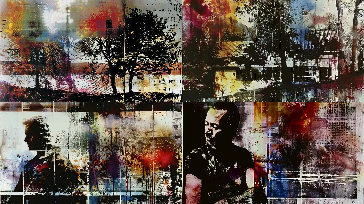 Abstract Expressionist Fusion with Digital Glitch Art - Midjourney sref style