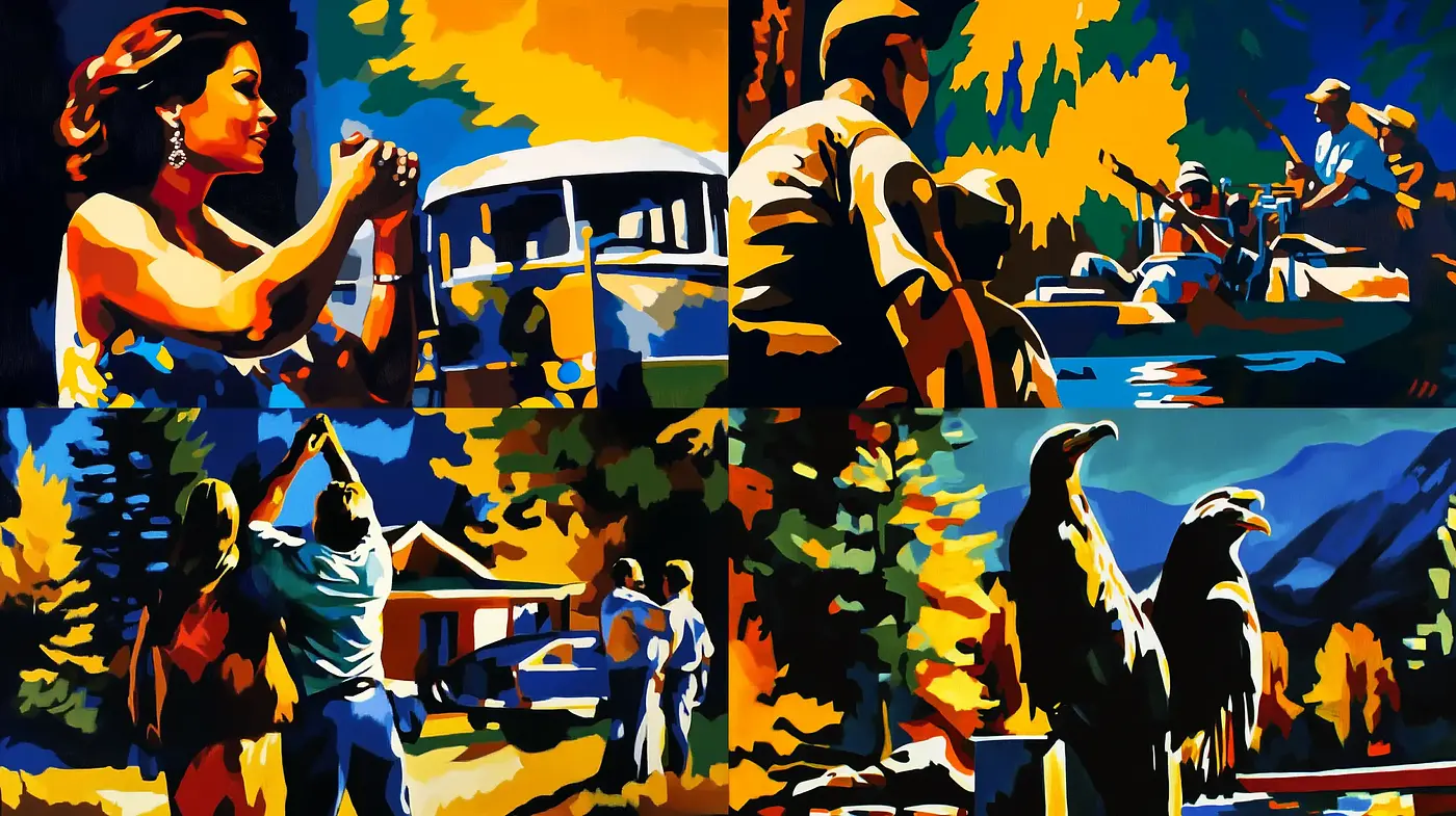 Vibrant Expressionist Splendor with a Cinematic Twist - Midjourney sref style