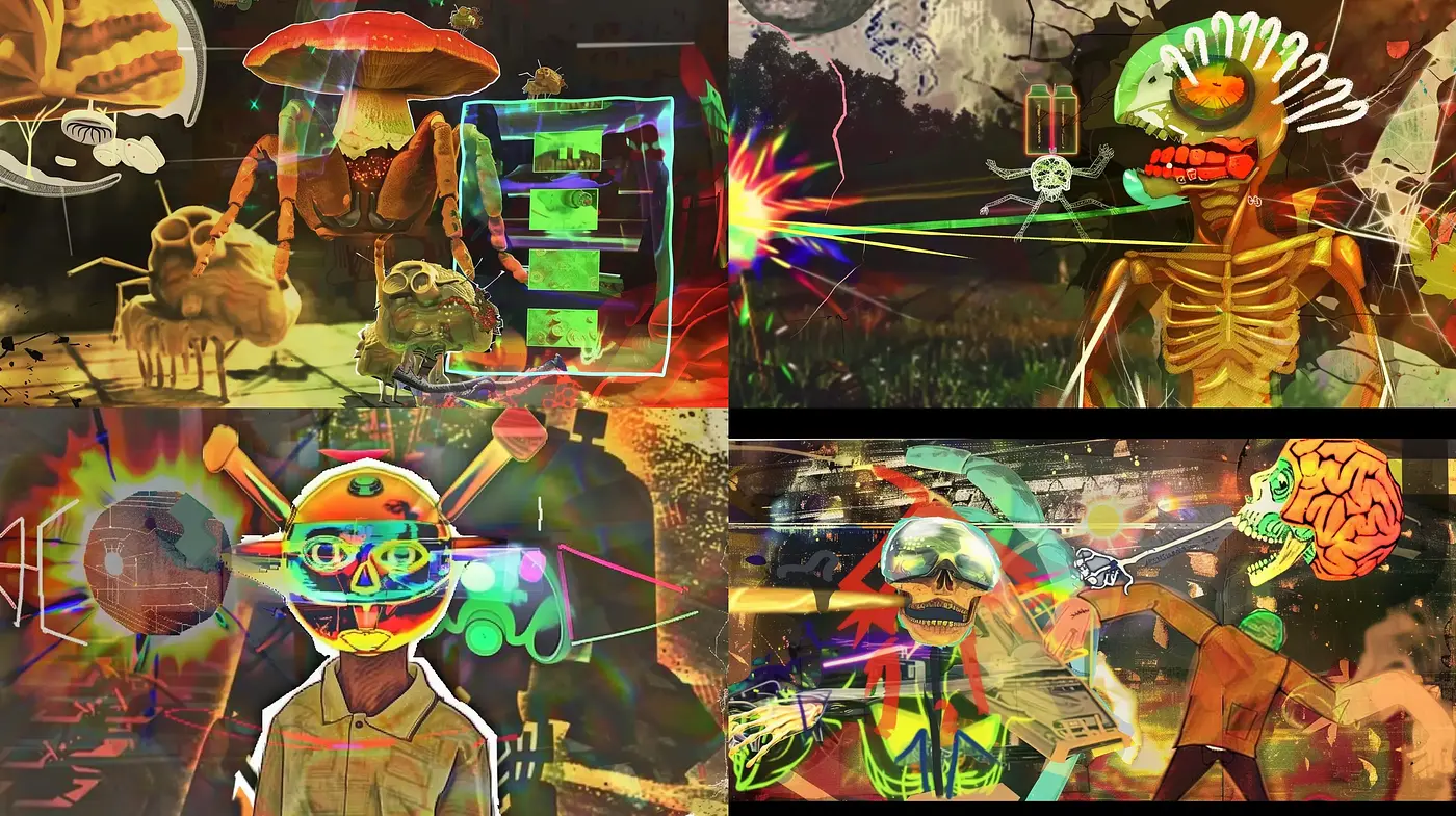 Psychedelic Fusion of Surrealism and Digital Graffiti - Midjourney sref style