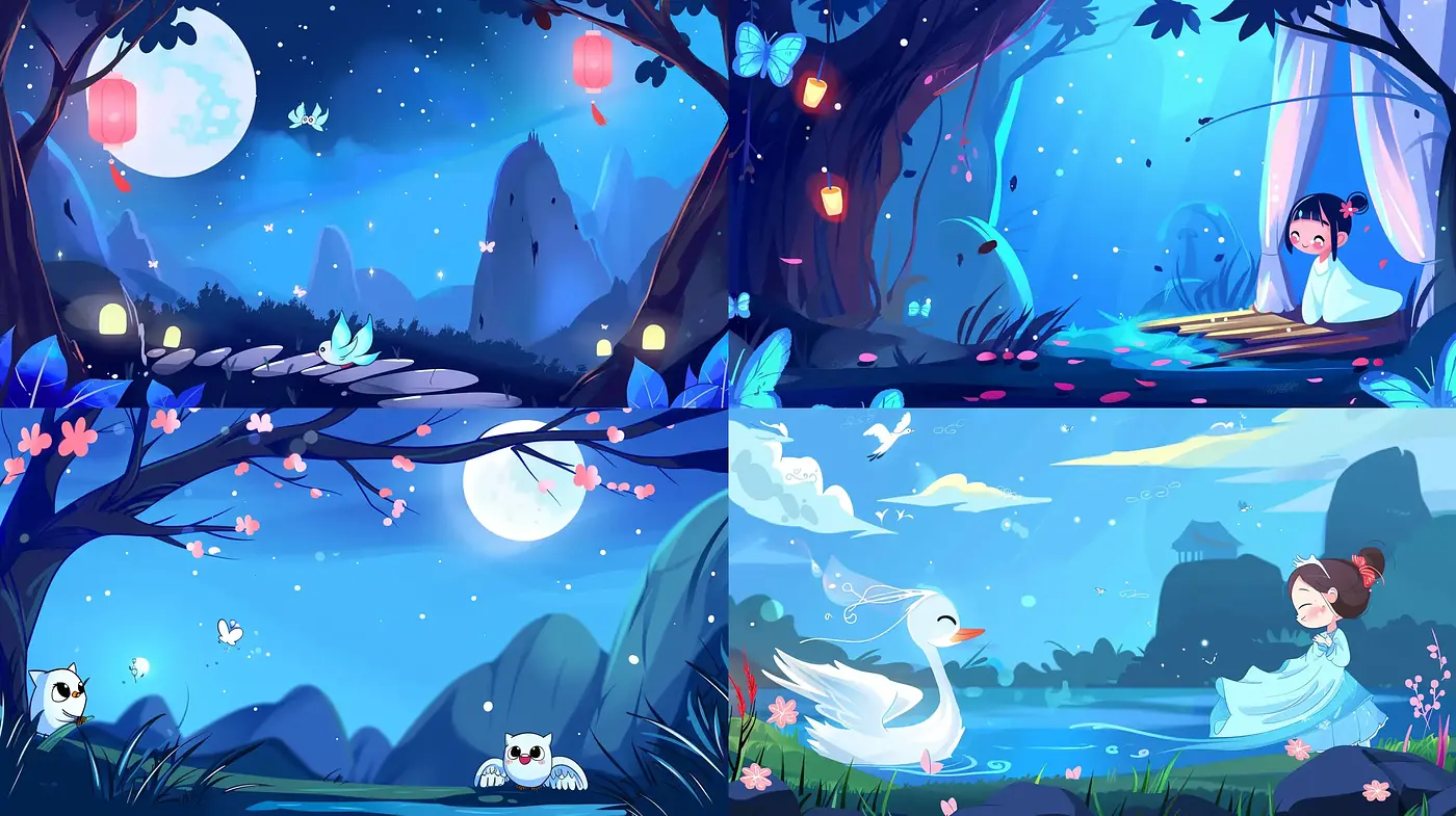 Serene Twilight Whimsy: A Panoramic Celebration of Enchanted Evenings - Midjourney sref style