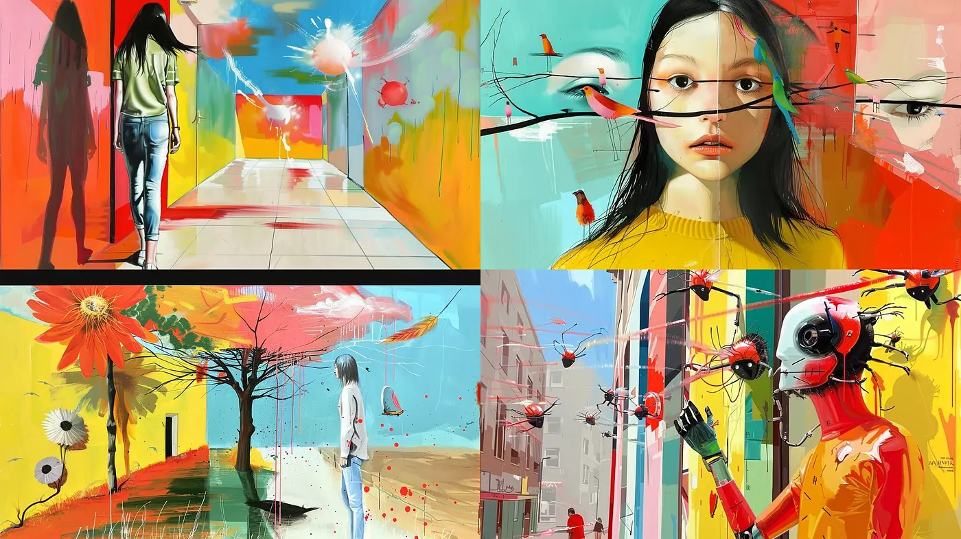 Surrealist Exploration of Vivid Emotional Landscapes - Midjourney sref style
