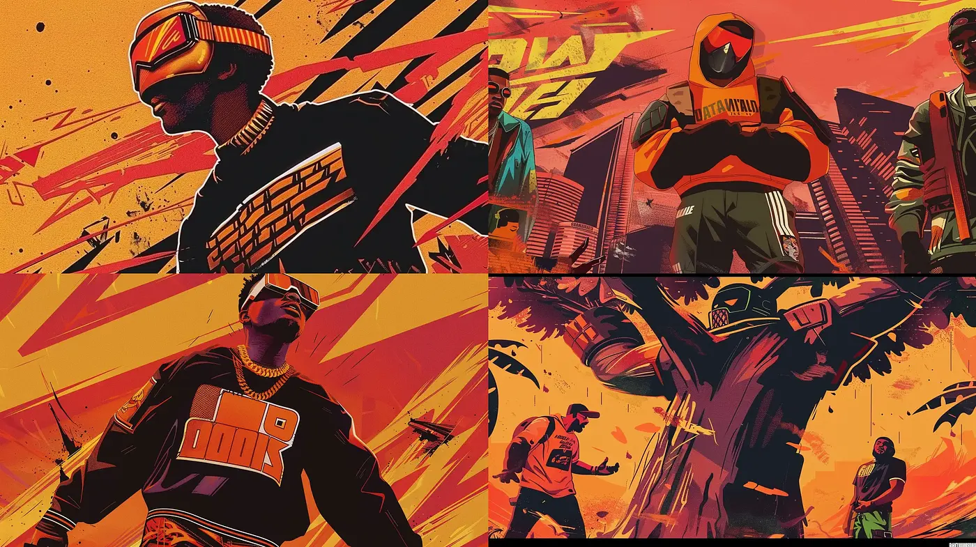 Dynamic Retro Comic Book Aesthetic with Stylized Action Vibes - Midjourney sref style