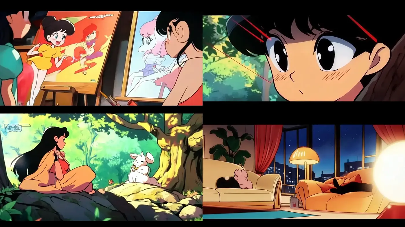 Homage to Vintage Anime Aesthetics and Pastel Storybook Charm - Midjourney sref style
