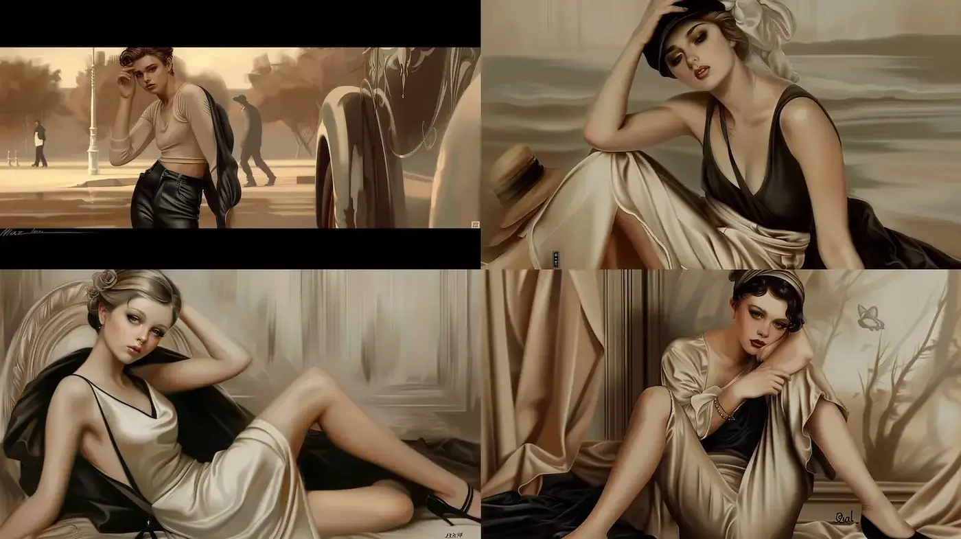 Elegant Vintage Illustration with Soft Tones - Midjourney sref style
