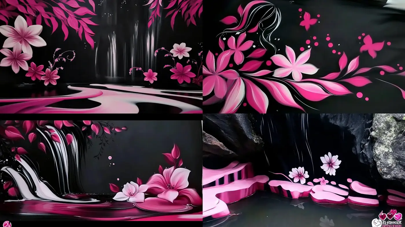 Luminous Nocturne: A Harmonic Blend of Neon Botanicals and Dark Vistas - Midjourney sref style