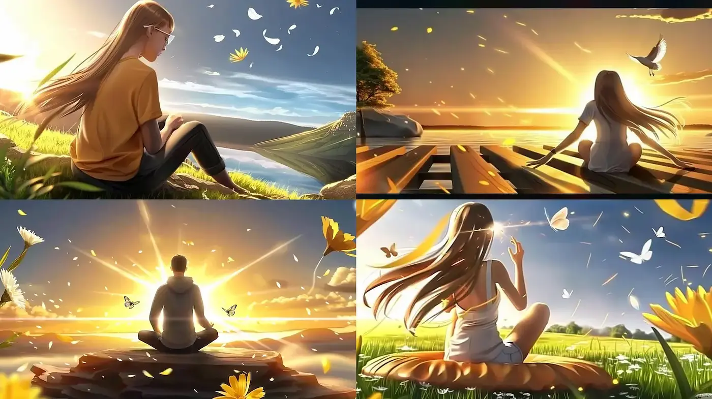 Serene and Luminous Pastoral Imagery with Ethereal Elements - Midjourney sref style