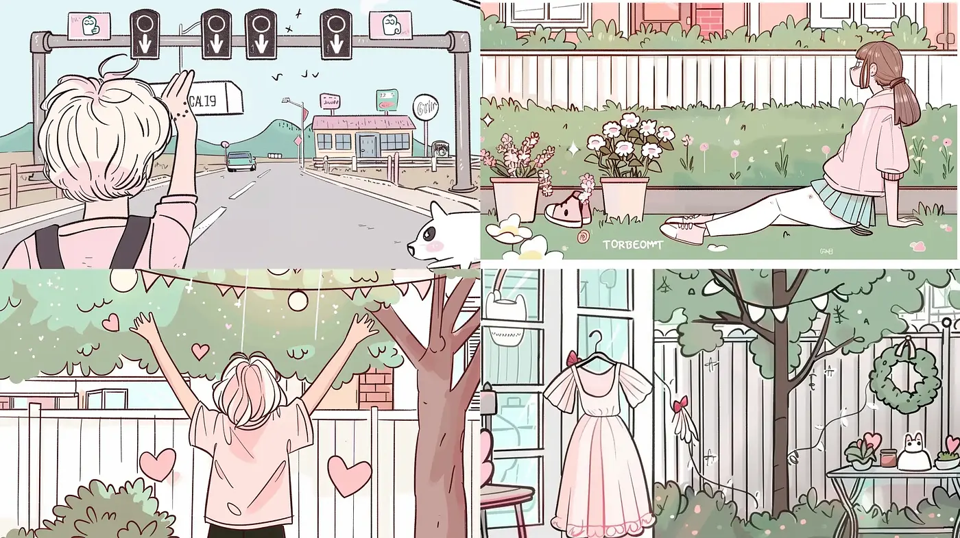 Pastel Serenity in Contemporary Illustrations - Midjourney sref style