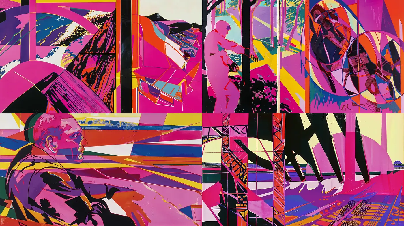 Vibrant Abstract Expressionism with a Retro Futuristic Twist - Midjourney sref style