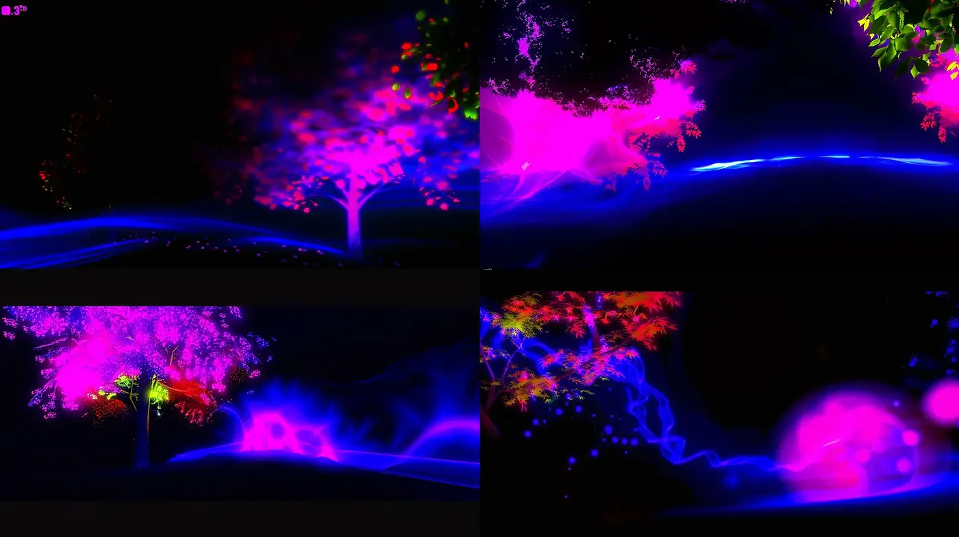Vibrant, Ethereal Landscapes with Neon Emphasis - Midjourney sref style