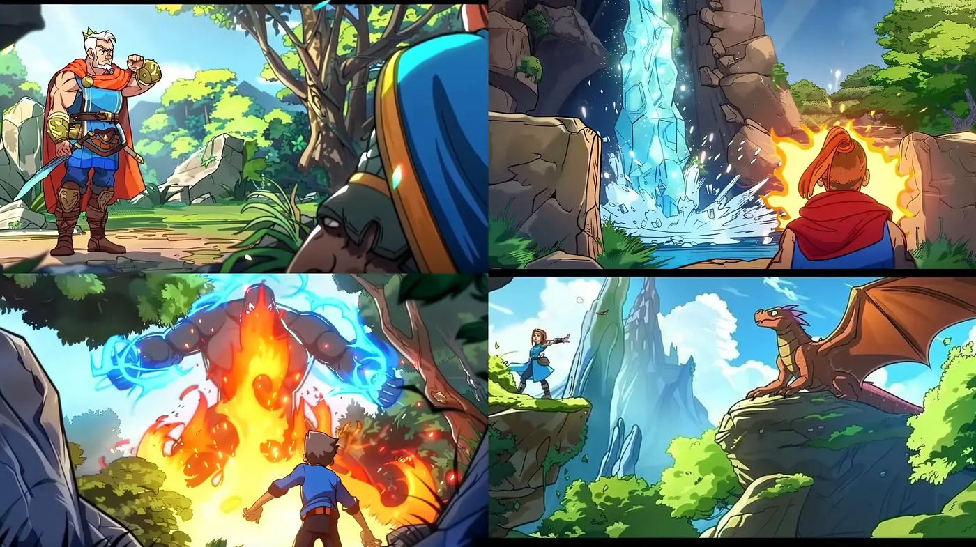 Vivid Fantasy Adventure in Lush Animated Landscapes - Midjourney sref style