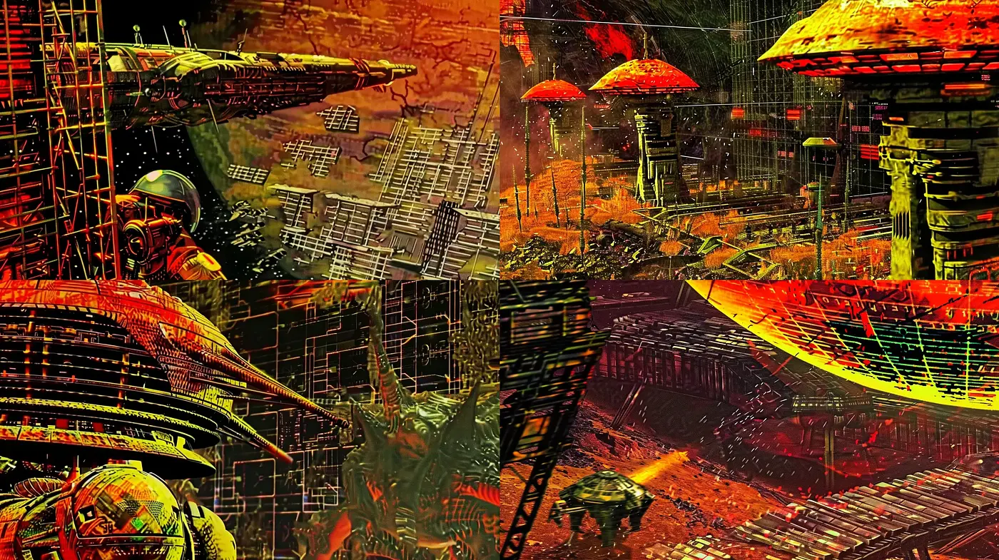 Futuristic Dystopian Dreamscape with Abstract Influence - Midjourney sref style