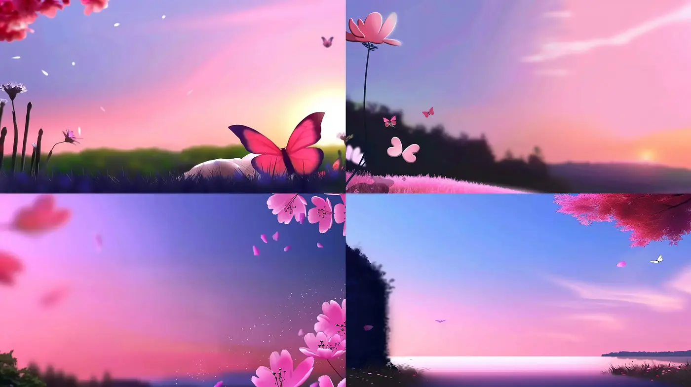 Twilight Serenity in Stylized Nature: A Unified Collection - Midjourney sref style