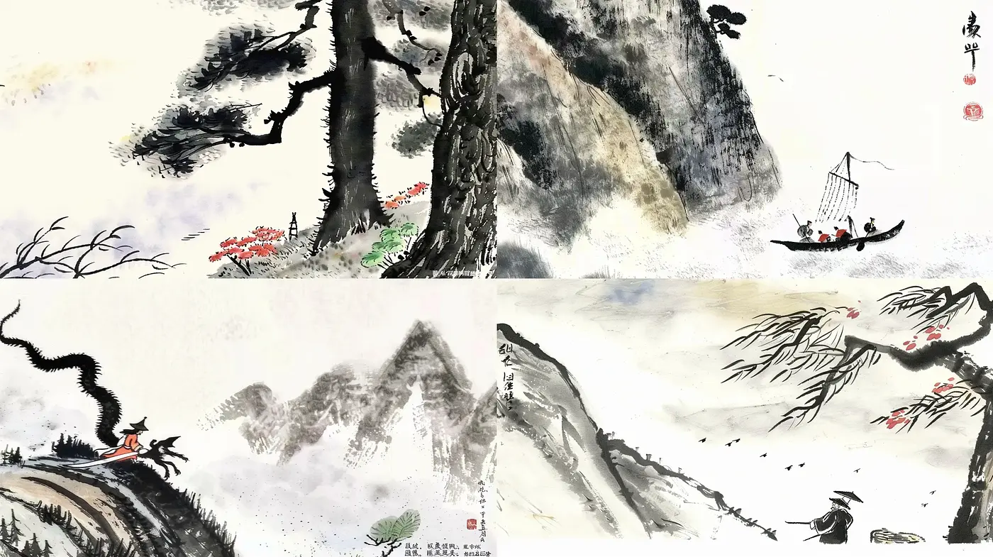 Ethereal Ink-Washed Dreamscape - Midjourney sref style
