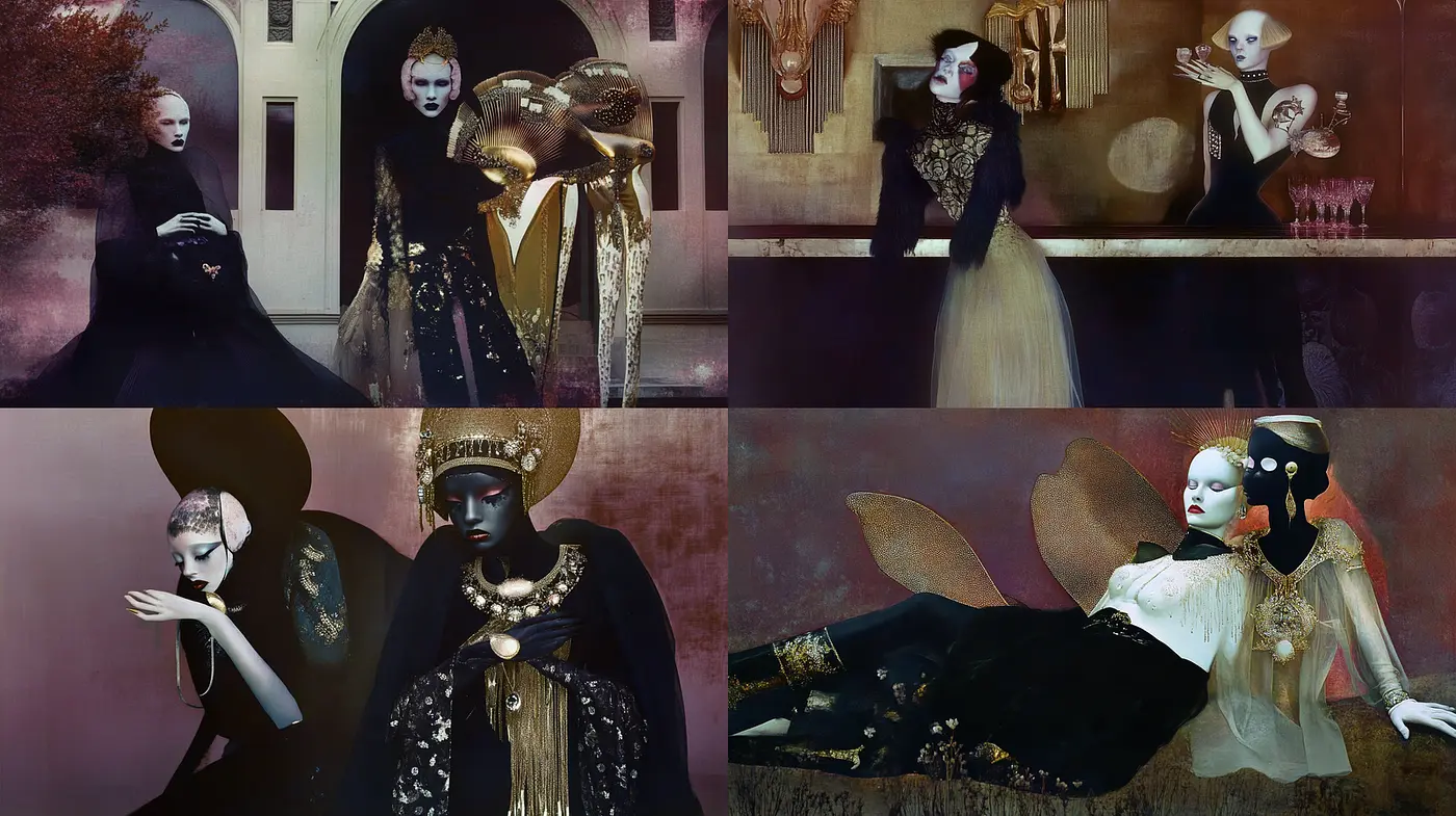 Surreal Elegance with a Dark, Ethereal Undertone - Midjourney sref style