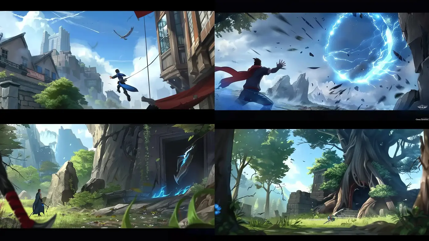 Ethereal Adventure in Dynamic Fantasy Landscapes - Midjourney sref style