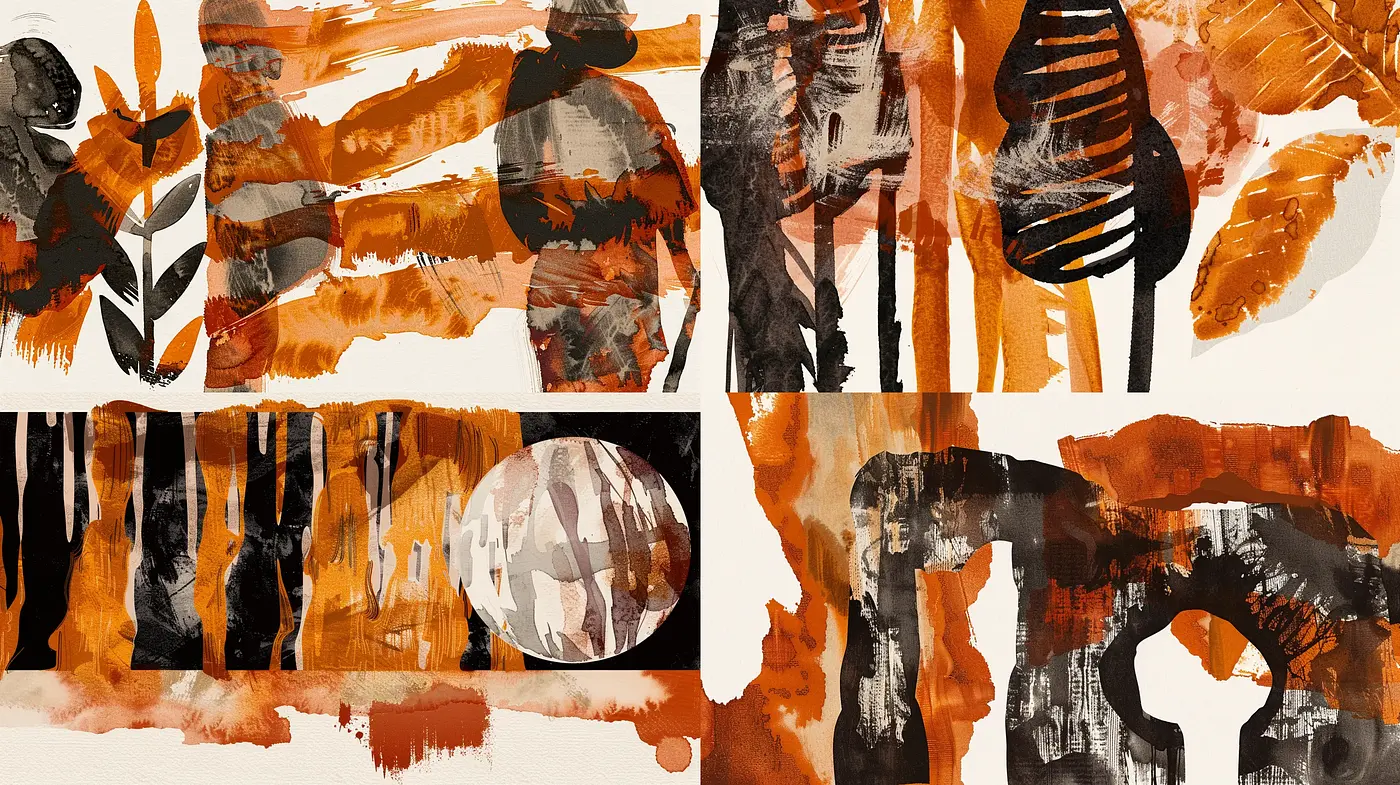 Abstract Expressionist Brushwork with Warm Tonal Harmony - Midjourney sref style