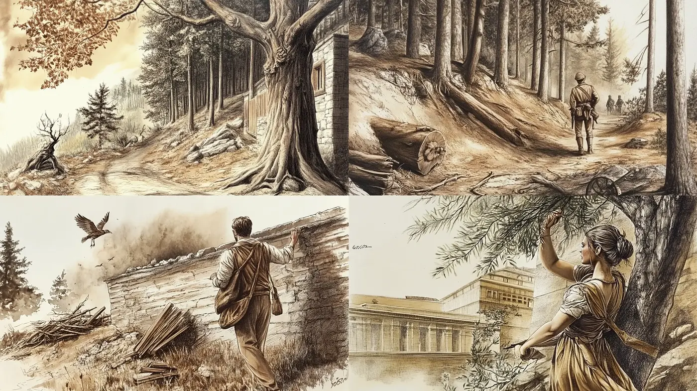 Timeless Sepia Toned Pastoral Scenes - Midjourney sref style