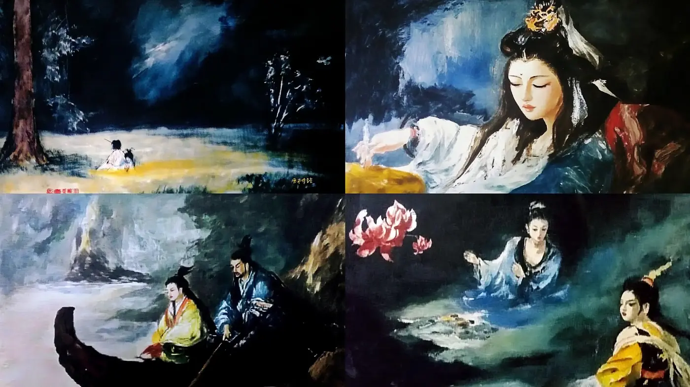 Ethereal Brushstroke Portraits with a Muted Nocturnal Palette - Midjourney sref style
