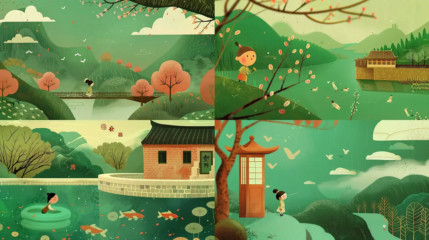 Whimsical Nature Scenes with a Warm, Inviting Palette - Midjourney sref style