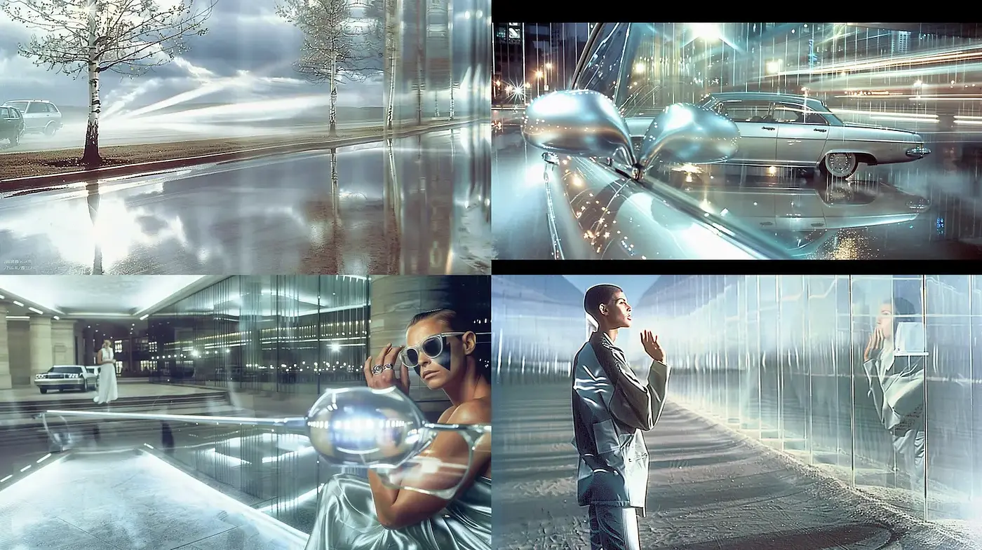 Futuristic and Ethereal Aesthetic in High-Gloss Environments - Midjourney sref style