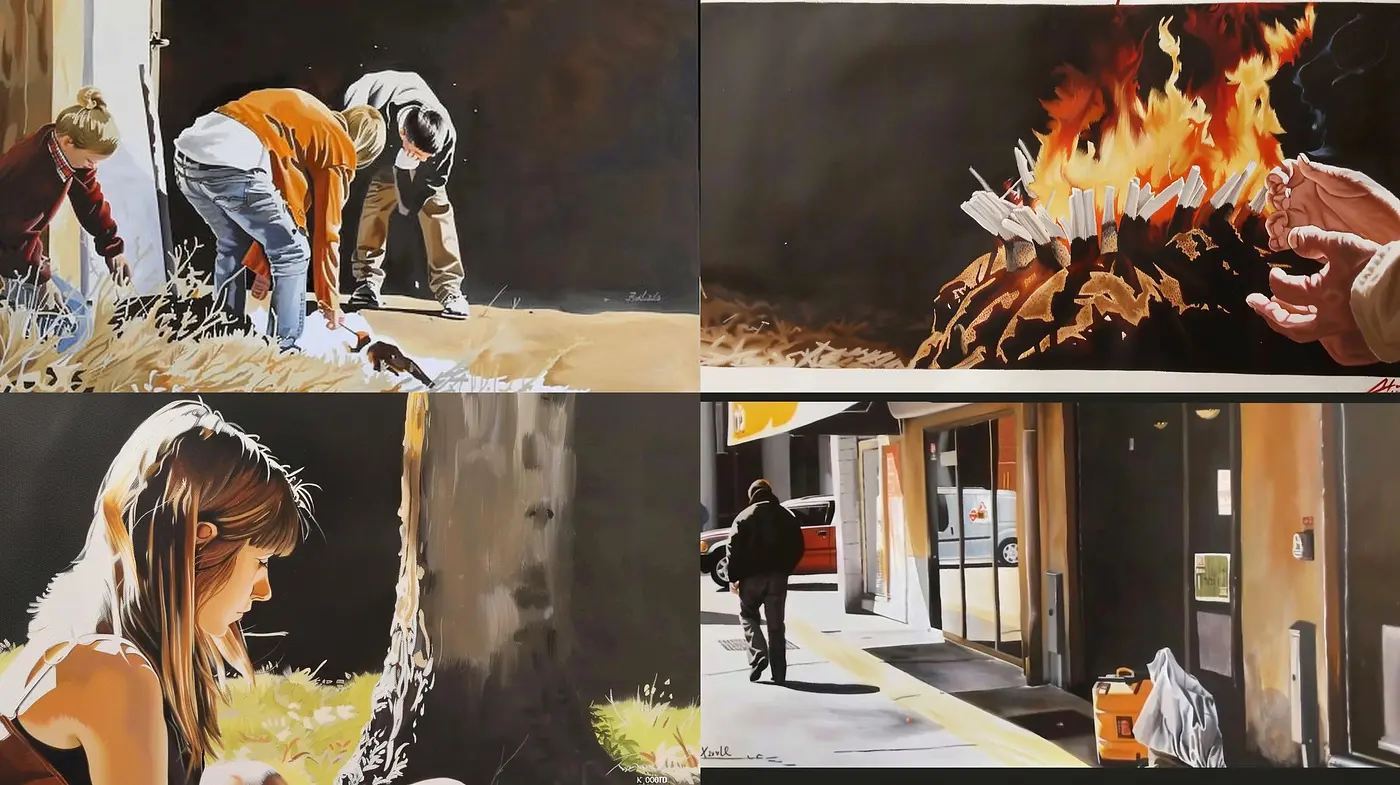 Harmonious Contrast of Vivid Warmth and Calm Neutrals in Semi-Realistic Portrayals - Midjourney sref style