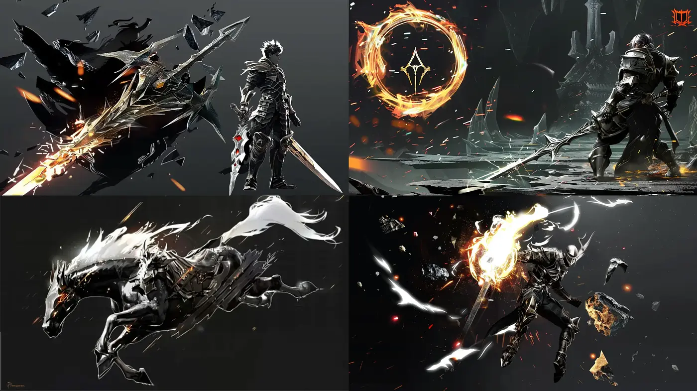 Dynamic Monochromatic Brushwork with Fiery Hues - Midjourney sref style