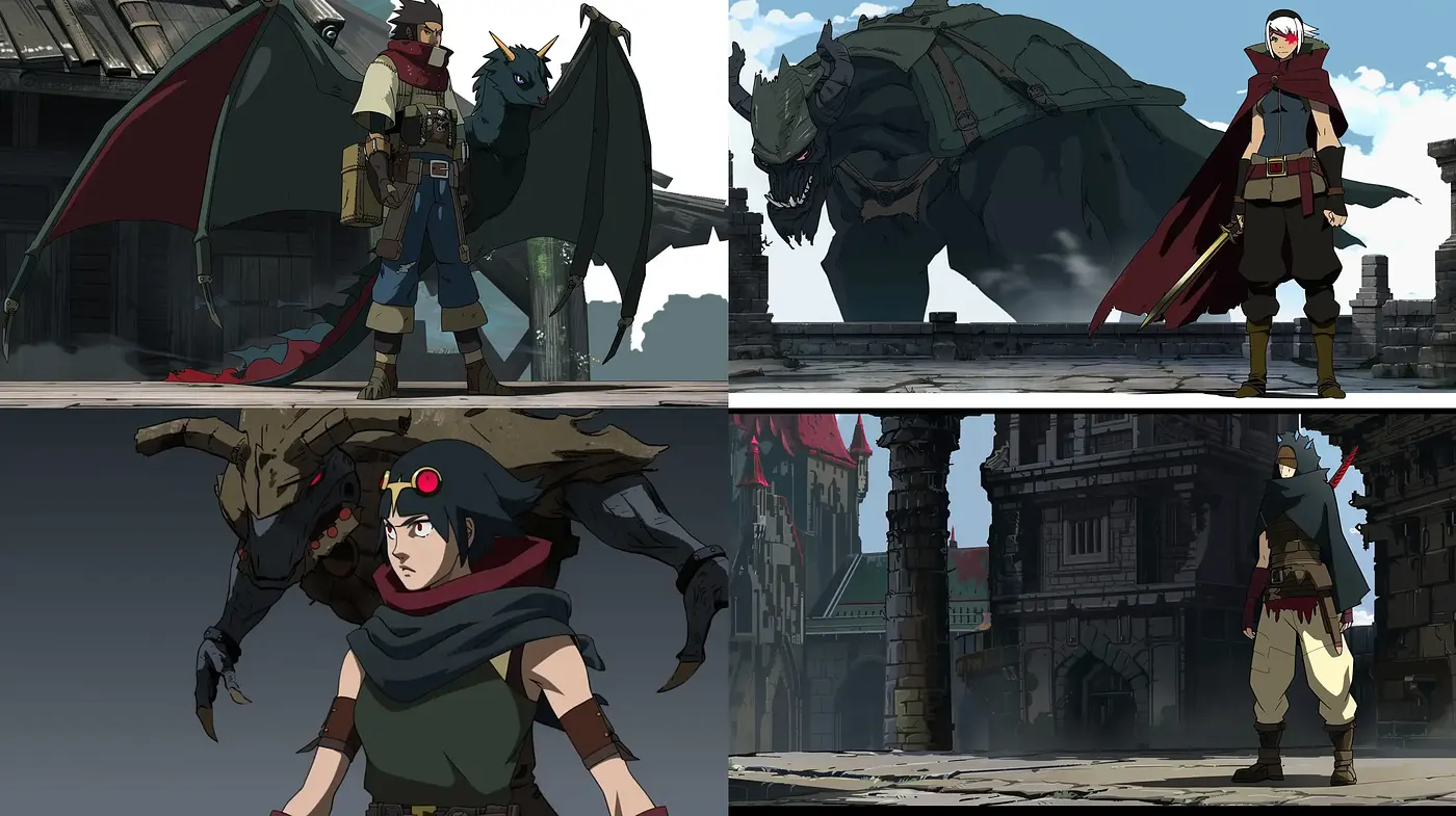 Dystopian Elegy: A Fusion of Anime and Mechanized Fantasy Art - Midjourney sref style