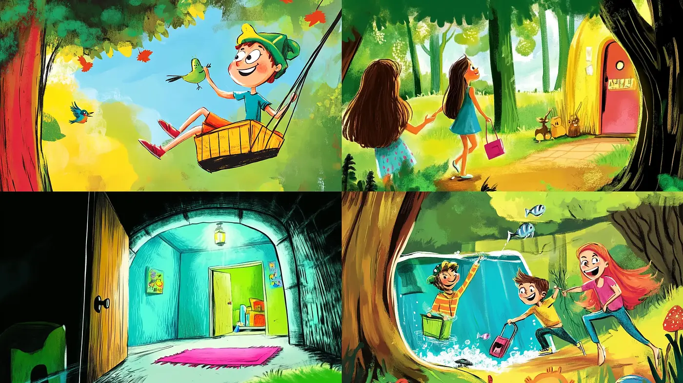 Whimsical Storybook Illustration with Contemporary Vibrancy - Midjourney sref style