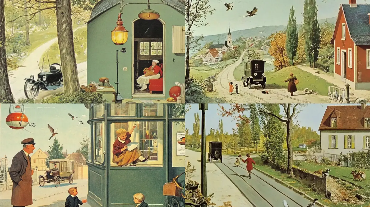 Idyllic Vintage Pastoral Scenes with Warm and Earthy Tones - Midjourney sref style