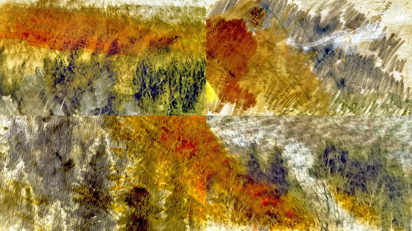 Abstract Textural Impressions in Earthy and Metallic Tones - Midjourney sref style